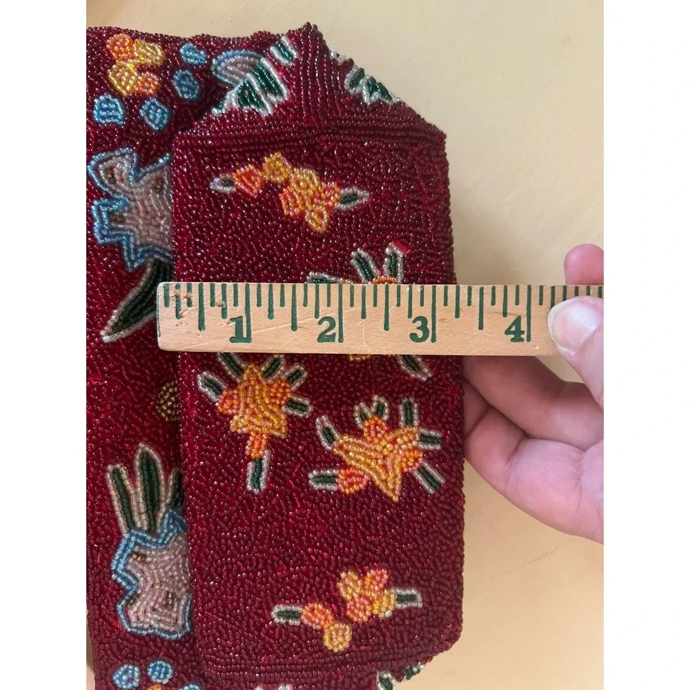 SWEE LO New York vibrant red flower designer little bag- purse, beaded handmade